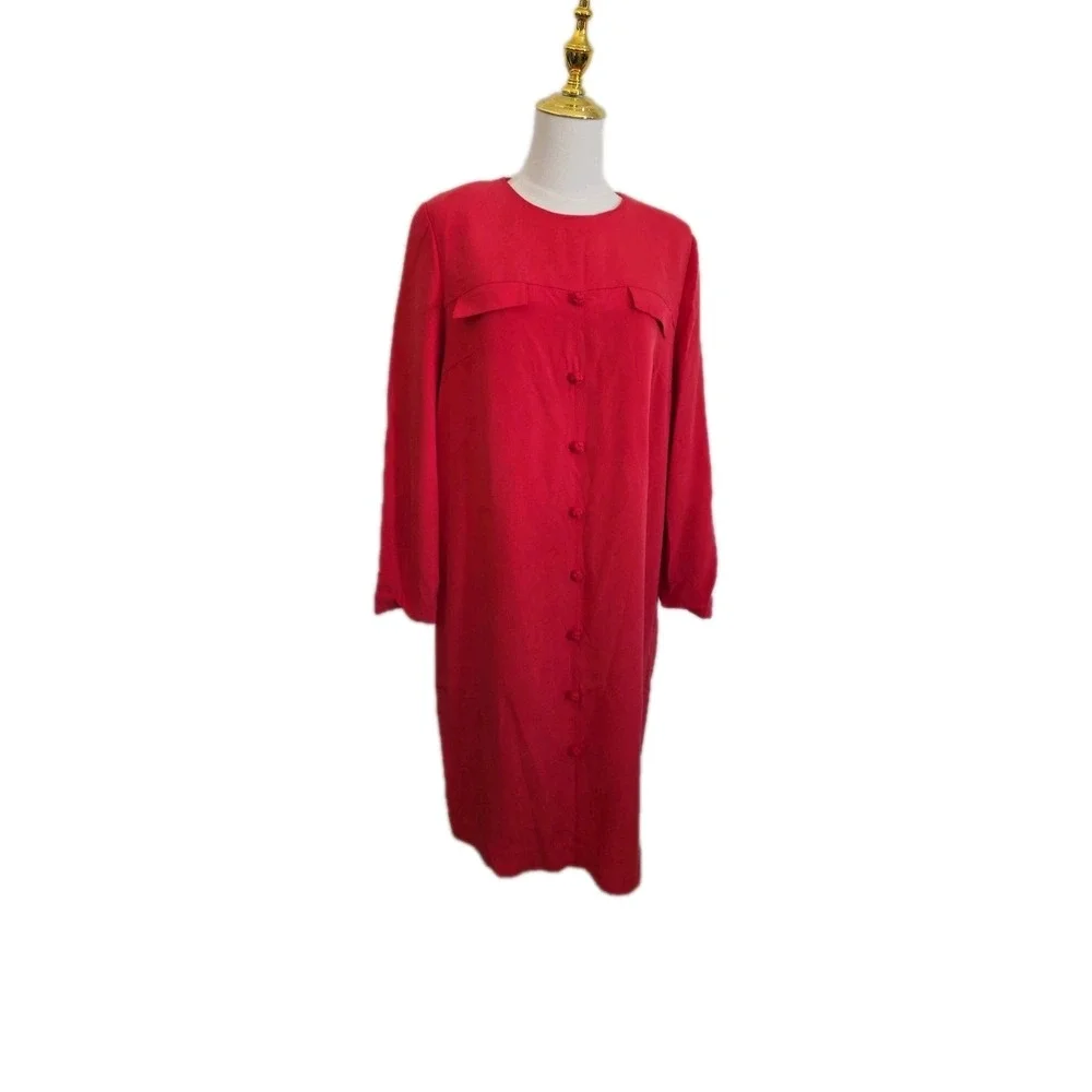 VTG August Hale Silk Red Dress Size 12 Classic‎ Quiet Luxury
